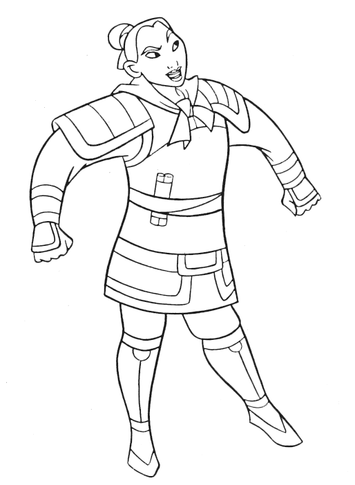 Plansa de colorat cu Mulan 13 5